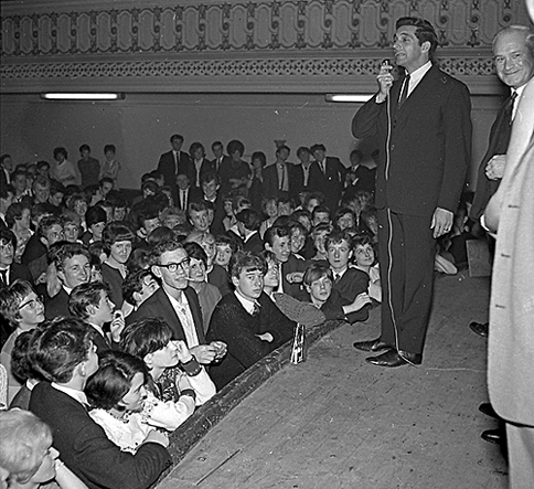 October 1963: Crooner Frankie Vaughan entertains his adoring fans in Morley Town Hall
