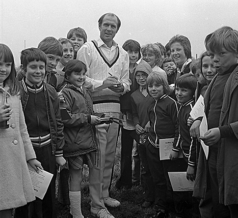 April 1974: Yorkshire and England cricketer Geoff Boycott visits Morley Cricket Club