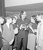 Jimmy Savile meets members of East Ardsley Youth Club.